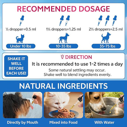 WEALLIN 2 Pack – Cat & Dog Natural Urinary Tract Infection Treatment with Cranberry, Kidney, and Bladder Support Supplement, Support for Urinary Comfort & Bladder Flow – Pet Renal Care Support Drops