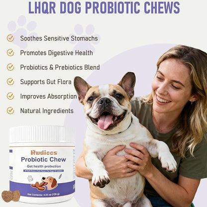 Dog Probiotics Probiotics for Dogs - Digestive Enzymes for Gut Flora, Digestive Health, Diarrhea & Bowel Support - Dog Supplement Soft Chew for Pet Immune System -（40ct ） (120g)