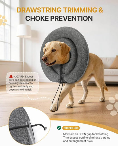 MIDOG Dog Cone Collar for Large Medium Dogs, Soft Inflatable Dog Cone Alternative After Surgery, Adjustable Protective Recovery Cone - Patented Alternative E Collar Does Not Block Vision (Gray,S)