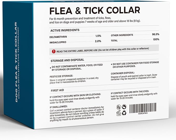 Flea and Tick Collar for Dogs – 12-Month Protection – Adjustable & Waterproof – Safe, Long-Lasting Repellent for Fleas, Ticks, Lice & Mosquitoes – Fits Small, Medium & Large Dogs 4pack