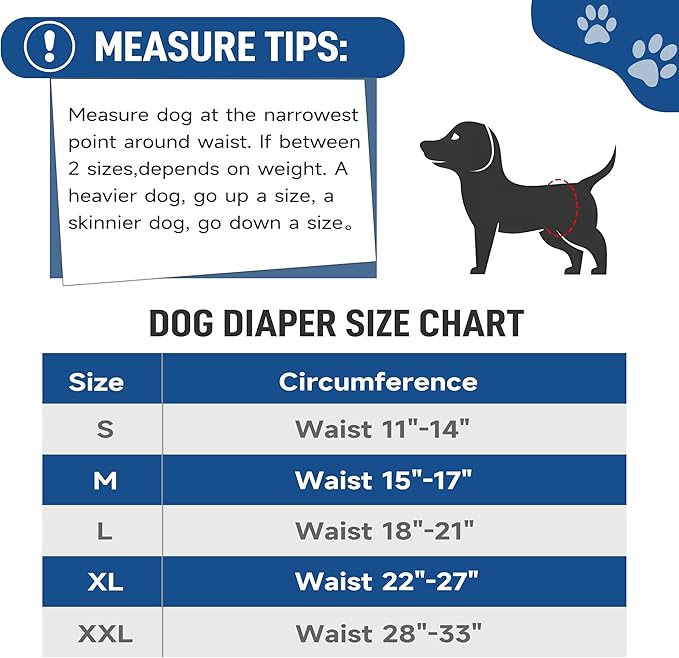 Leekalos Male Dog Diapers, Dog Belly Bands for Male Dogs Wraps Washable Doggie Diapers High Absorbing Dog Belly Bands（5 Pack）