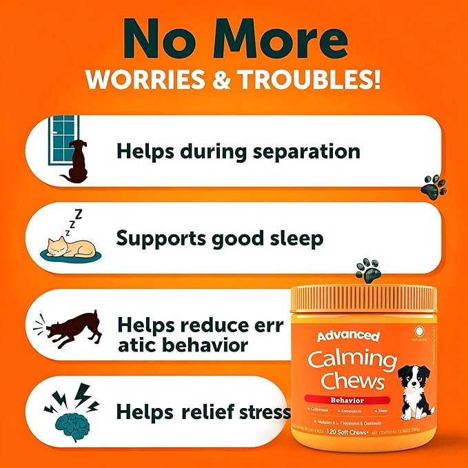 Calming Chews for Dogs - for Everyday Stress, Relaxation, Composure, and Separation Chicken Flavor 120 Count