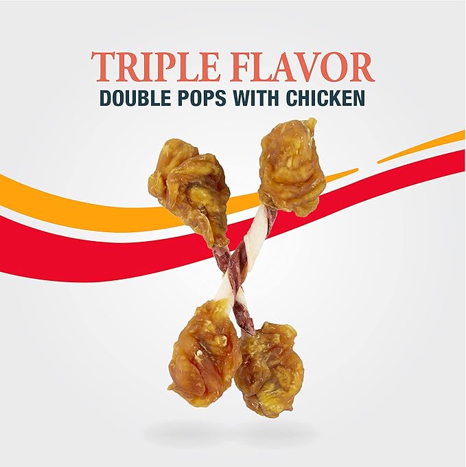 Good 'n' Fun Triple Flavor Double Pops with Chicken, Gourmet Dog Snacks, 5.5 Ounces