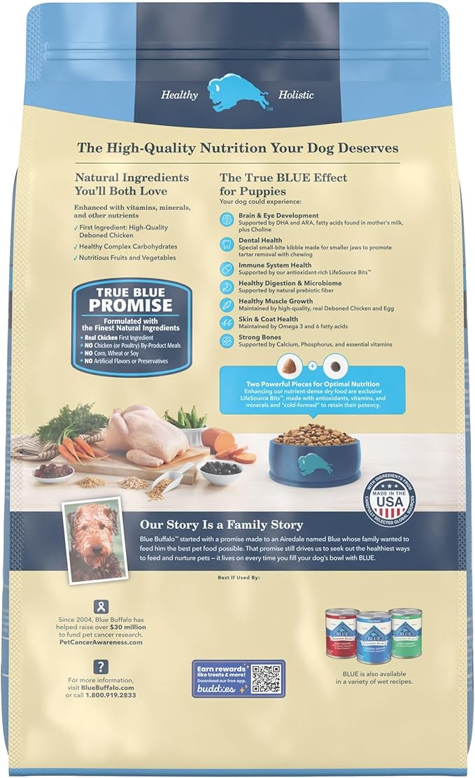 Blue Buffalo Life Protection Formula Puppy Dry Dog Food with DHA and ARA, Made with Natural Ingredients, Chicken & Brown Rice Recipe, 15-lb Bag