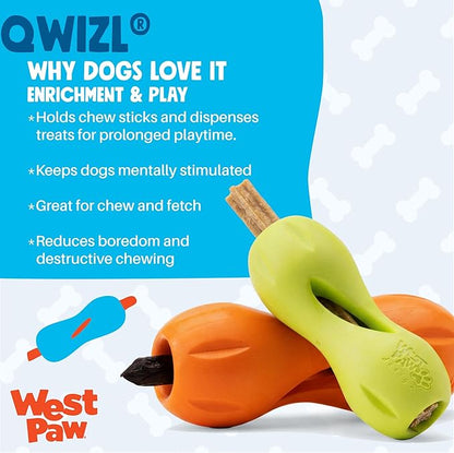 West Paw Qwizl Durable Zogoflex Dog Puzzle Toy for Mental Stimulation, and Enrichment - Treat Dispensing for Bully Sticks and Dental Sticks - Dishwasher Safe - Made in USA - Large - Ruby