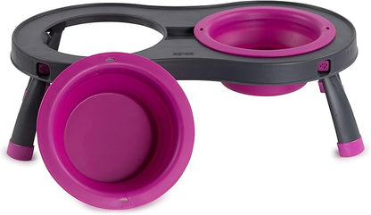 Dexas Pets Double Elevated Pet Feeder, Fuchsia, Large/2.5 Cup Capacity Bowls