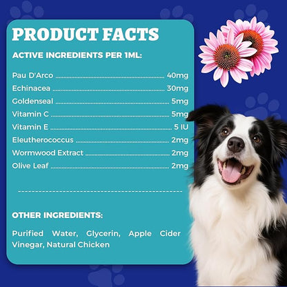 Wellix 120ml Natural Antibiotics for Cats&Dogs - Natural Herbal Supplement for Wound Care, UTI, Sneezing Treatment & Cold Relief - Cat Antibiotics Chicken Flavor for All Ages & Breeds