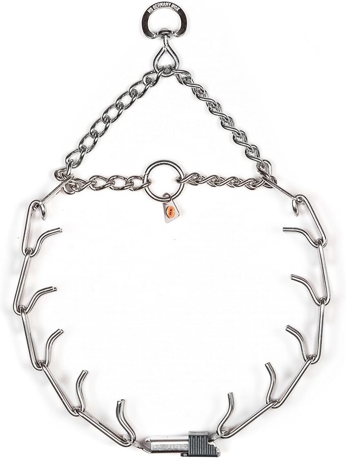 Herm Sprenger Dog Training Prong Collar with Quick Release Cliclock Buckle and Swivel Ring | Adjustable Length Stainless Steel Collar Made in Germany for Large Dogs up to 20" Neck (3.2mm Prongs)