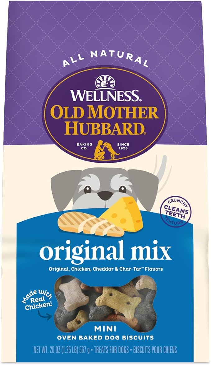 Wellness Old Mother Hubbard Classic Original Mix Dog Biscuits, Natural Training Treats, 4 Flavors, Mini Size, 20 oz Bag