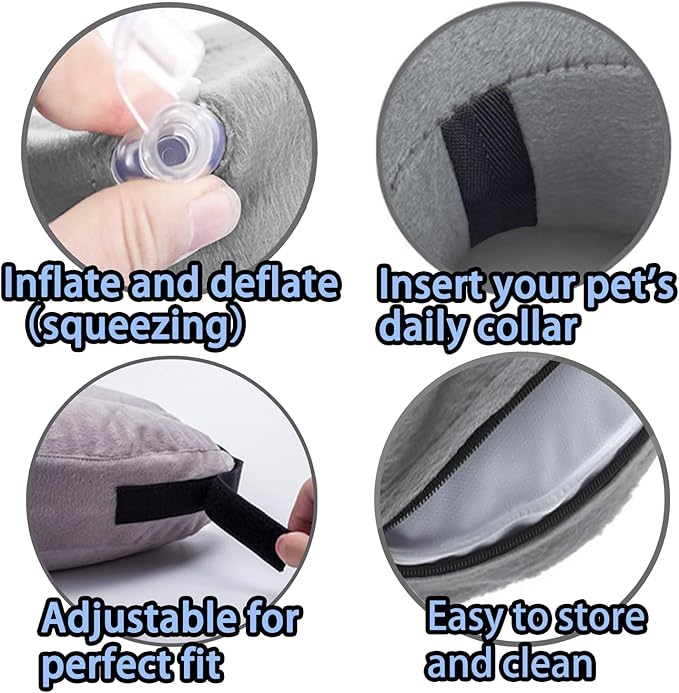 Inflatable Dog Cone Collar After Surgery, Soft Dog Neck Donut Collar, Blow up Donut E-Collar for Small Medium Large Dogs and Cats, Dogs Recovery Cone Alternative