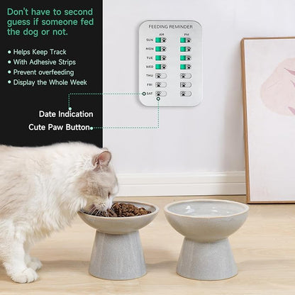 YAUYIK Dog Feeding Reminder, Magnetic OR Double Sided Adhesive Application, AM/PM Daily Chart Signs, Helps You Track Pets Feeding & Medication, Easy to Use on Fridge, Wall, Food Storage Bin (Silver)