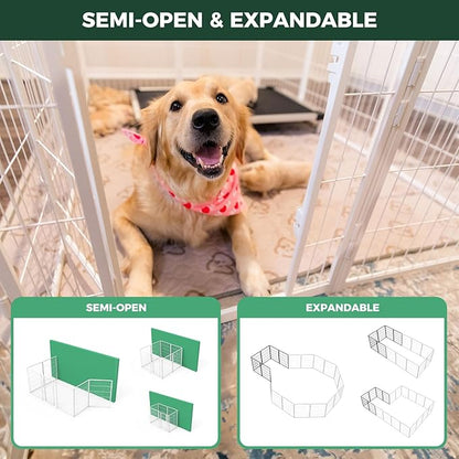FXW Homeplus Unleashed Indoor Dog Playpen - Stress-Free and Safe Play, Heavy Duty 40 Inch 12 Panels Dog Pen for Medium and Large Dogs, White│Patented