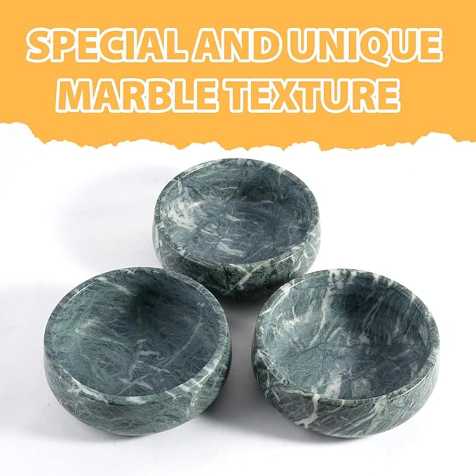 Karibiber Natural Marble Dog Bowl, 5lbs Non-Slip Cat and Dog Food Bowl Dish, Non-Tipping Weighted Puppy Pet Dish, Durable Food and Water Bowls, Easy to Clean, Holds 4 Cups(Indian Green)
