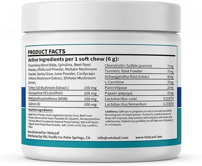 Multi Dog Chews – Comprehensive Health Supplement with Glucosamine, Probiotics, Salmon Oil, Ashwagandha & Mushrooms – Daily Well-Being, Skin & Coat, Digestion and Vitality Support