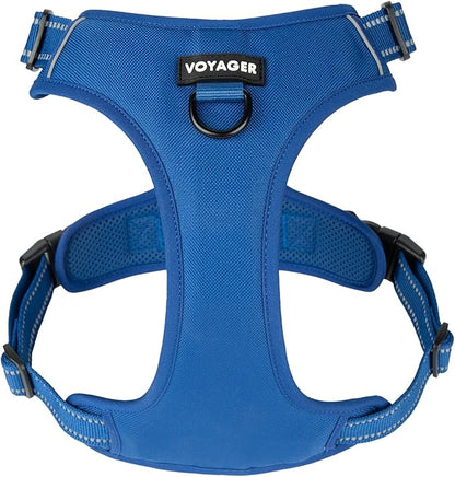 Voyager Dog Harness Dual Leash Attachment No-Pull Control Adjustable Soft but Strong Pet Harness for Medium and Large Dogs with 3M Reflective Technology, Royal Blue Lattice Nylon, S (Chest: 16-20")