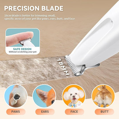 2026 New Pet Precision Trimmer, Dog Paw Trimmer with LED Light, Low Noise, IP68 Waterproof, Dual-Speed Motor, Suit for Trimming Paw, Ear, Face, Butt, Eyebrows, USB Rechageble