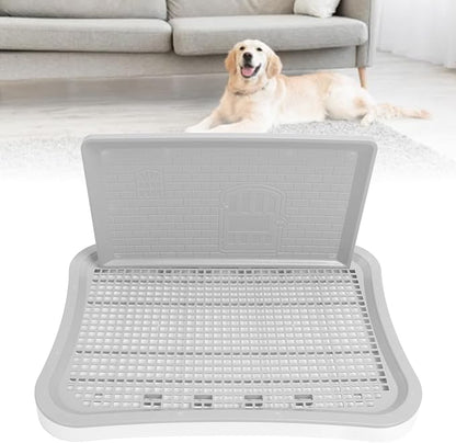 Puppy Pee Pad Holder,Dog Training Toilet with Wall Column Removable Portable Puppy Mesh Training Potty for Large Small Medium Pets (White)