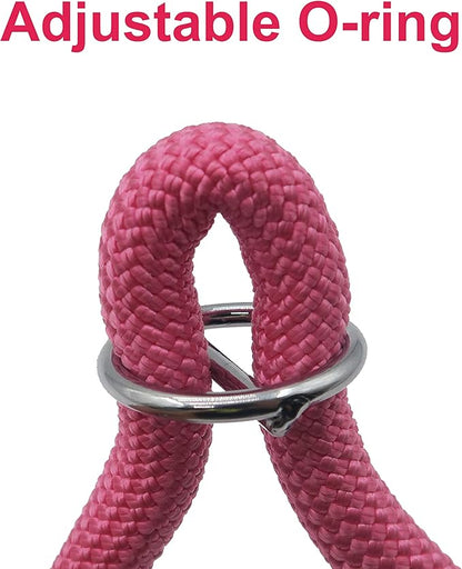 Braided Round Martingale Dog Collar, Training Collar with Slidable Stop Ring - Ideal for Large Dogs (L(1/2") - 22" Long, Pink)