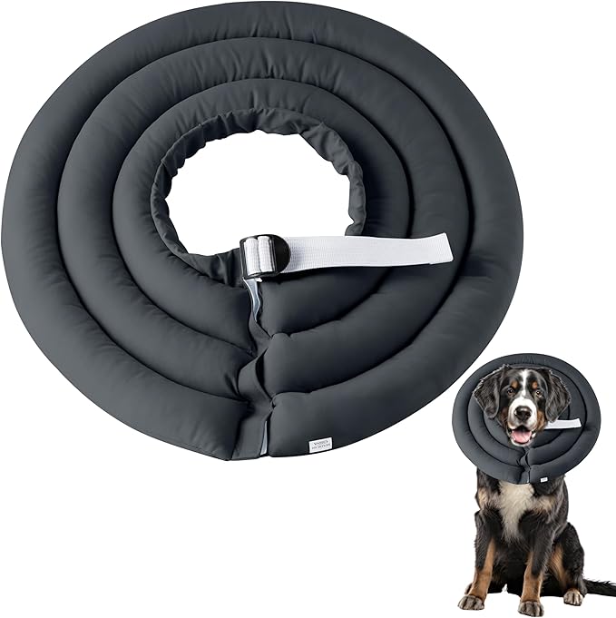 Soft Dog Cone Collar - Adjustable Recovery Cone for Large Dogs After Surgery to Stop Licking, Waterproof Elizabethan Protective Neck Donut Collar Alternative for Pet (Grey, 2XL)
