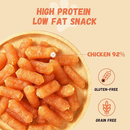 Pawmate Dog Treats Chicken Sausages, Natural Chicken Jerky Training Treats with Glucosamine, Chondroitin, MSM and Taurine, Low Fat Soft Chewy Snacks for Small Medium Dogs, 10.6 oz