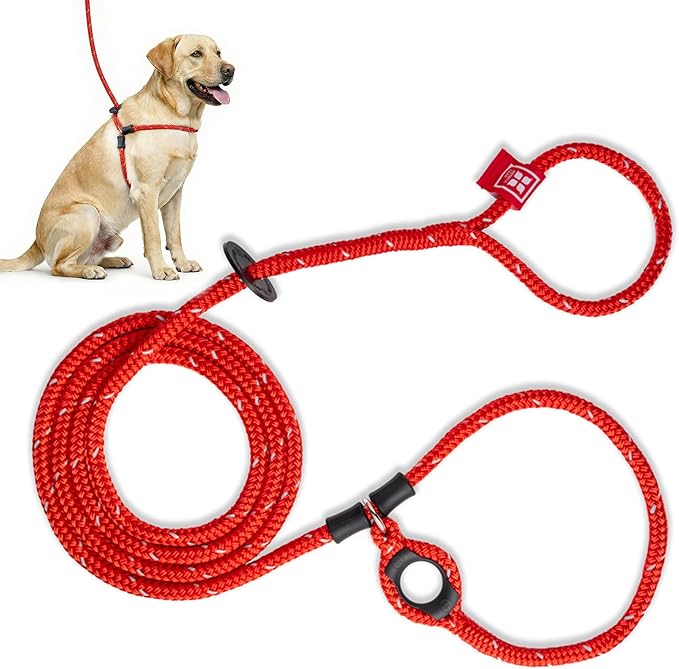 Harness Lead No Pull Dog Harness and Leash Set, Anti Pull Dog Harness for All Breeds and Sizes, One-Piece Cushioned Rope Design Safely Prevents Escaping and Pulling (Medium/Large, Red/Reflective)
