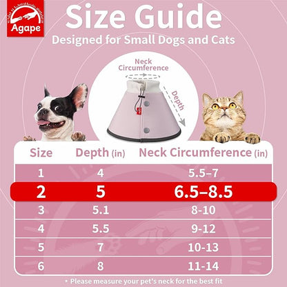 Agape Soft Cone for Cats & Small Dogs, Comfy Pet Cone to Stop Licking, Adjustable Cat E Collar Alternative After Surgery, Protective Elizabethan Collar for Pup & Kitty, Water Repellent Recovery Cone