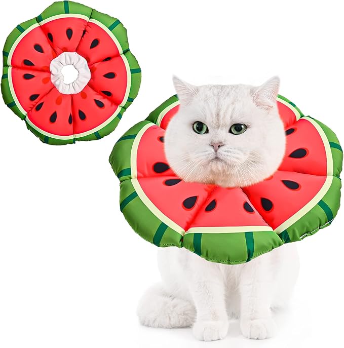Avont Cat Cone Collar Soft, Adjustable Recovery E Collar Alternative for Cats Kittens Puppies, Elizabethan Neck Cone of Shame to Prevent Licking Biting After Surgery Protect Wounds -Melon(S)