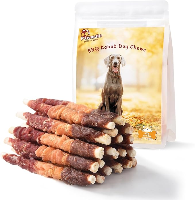 Pawmate Multi-Flavor Dog Treats Beef Liver, Chicken, and Duck Wrapped Rawhide Sticks, High Protein Grain Free Long Lasting Dog Jerky Chews for Small Medium Large Dogs, 10.6 oz