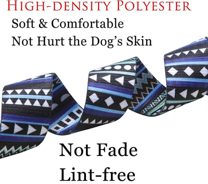 Mihqy Dog Collar with Bohemia Floral Tribal Geometric Patterns - Soft Ethnic Style Collar Adjustable for Small Medium Large Dogs（Bohemian Blue,S）