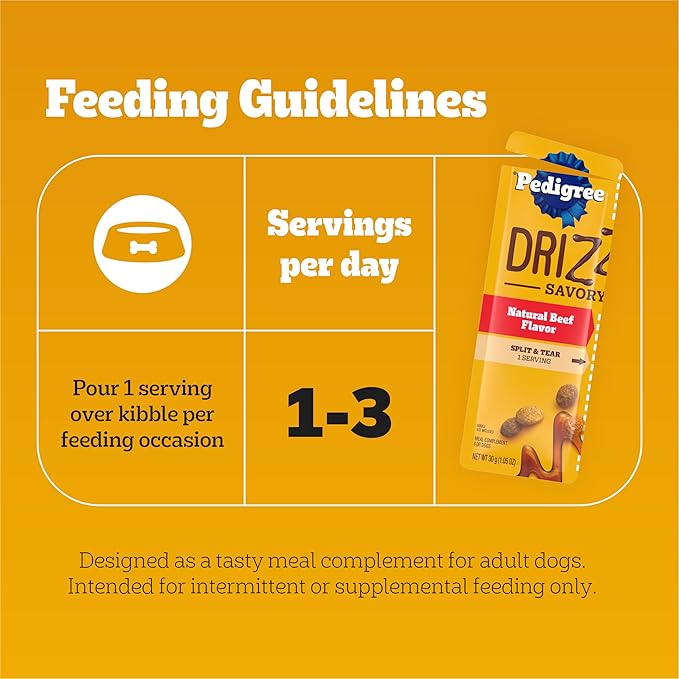 Pedigree Drizzlers for Dogs, Wet Dog Food Gravy Savory Sauce Multipack, 60g Dual-Serving Pouch, 32 Count, Pack of 2 (64 Pouches, 128 Servings Total)