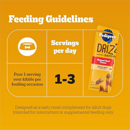 Pedigree Drizzlers for Dogs, Wet Dog Food Gravy Savory Sauce Multipack, 60g Dual-Serving Pouch, 32 Count, Pack of 2 (64 Pouches, 128 Servings Total)