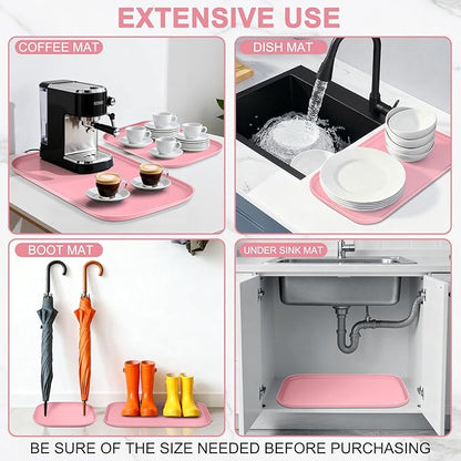 Smilool Small Silicone Pet Food Mat with Raised Edge for Food and Water Bowl, Square Dog Feeding Mats, Cat Food Trays for Floor Waterproof, Rubber Tray for Dogs and Cats, 12 x 12 x 0.7 Sakura Pink