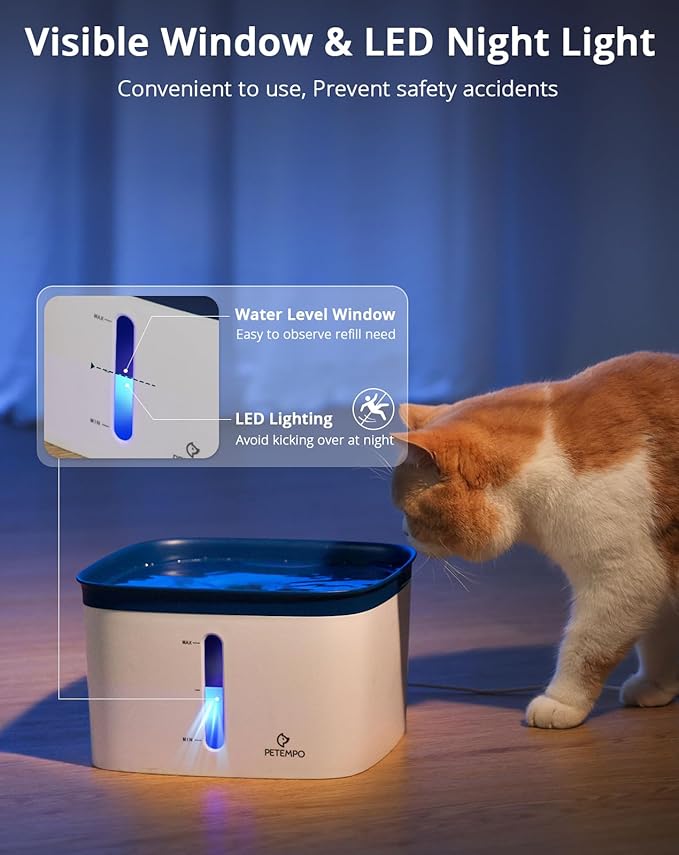 Cat Water Fountain, 135oz/4L Ultra Quiet Dog Water Fountain, Instant Clean Vortex Design, Pet Water Fountain for Cats Dogs Multiple Pets, Automatic Dog Water Dispenser with LED Light