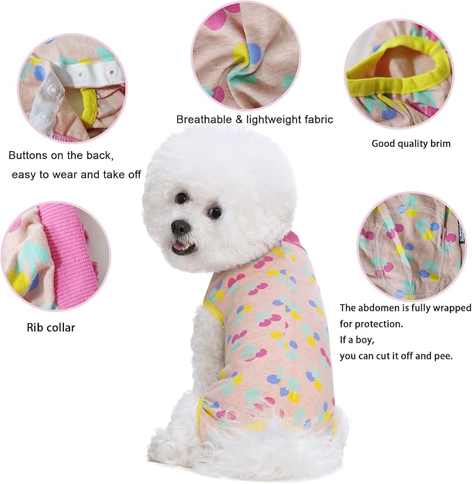 2 Packs Pet Dog Recovery Onesie Suit for Dogs Cats After Surgery,Dog Abdominal Wounds Bandages Cone E-Collar Alternative. (Pink, M)
