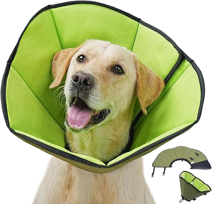 Soft Dog Cone After Surgery: Recovery Collar for Dogs to Stop Licking - Fabric Head Cones for Pet Adjustable Neck Elizabethan Alternative Fits Large Medium Breed