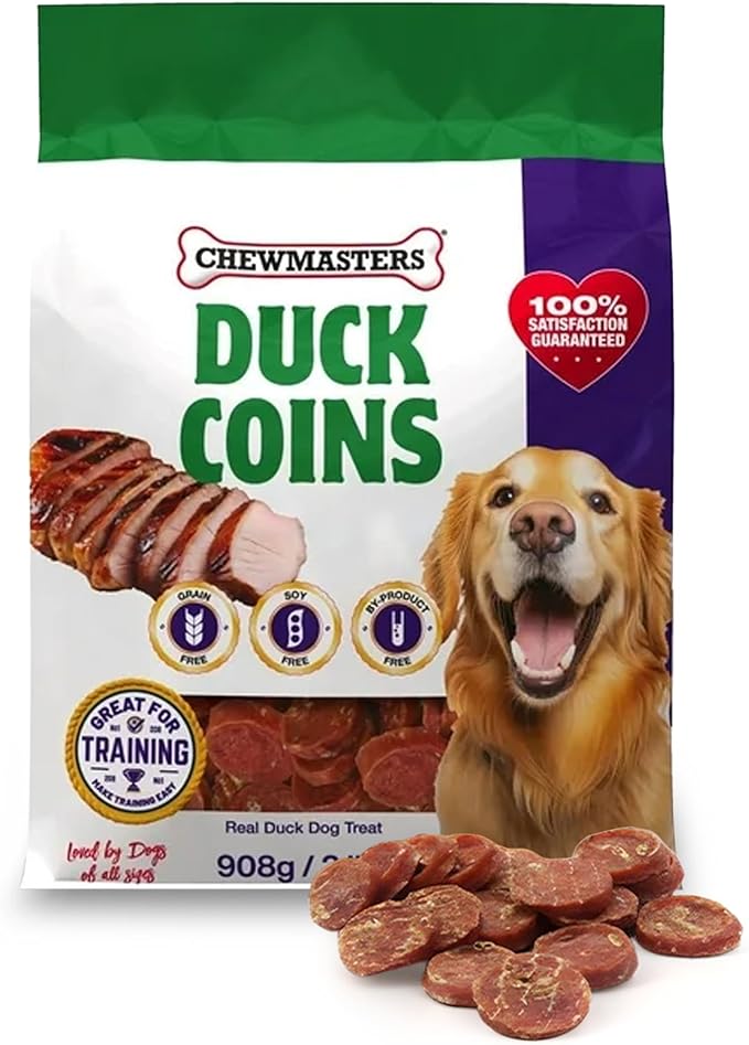 Chewmasters Duck Coins Training Treats for Dogs (32 oz) – Dog Training Treats – Healthy Rewards – Real Duck Meat Bites for All Breeds