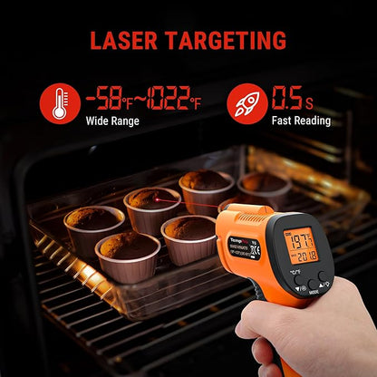 TempPro TP30 Infrared Thermometer Gun, Laser Thermometer for Cooking, Pizza Oven, Griddle, Engine, HVAC, Temperature Gun with Adjustable Emissivity & Max Measure -58°F ~1022°F (Previously ThermoPro)