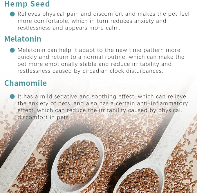 Calming Powder for Dogs - Anxiety & Stress Relief Supplement with Organic Hemp, Valerian Root - Behavioral Support, Fireworks & Travel Aid - Beef Flavor, 90g Powder (ND-046)