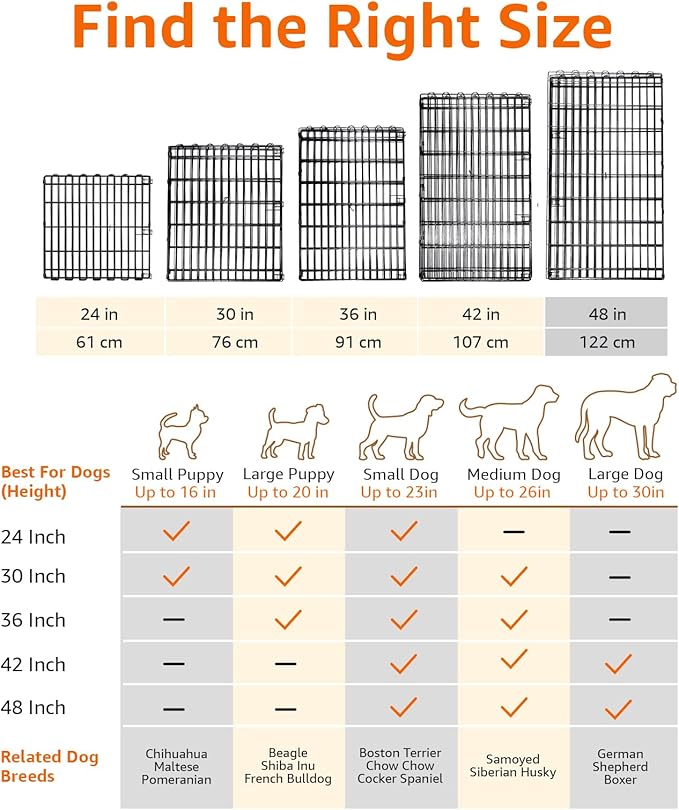 Amazon Basics Foldable Octagonal Metal Exercise Dog Playpen, Indoor/Outdoor, No Door, 8 Panels, 24 x 48 Inches, Rust-Resistant, X-Large, Black