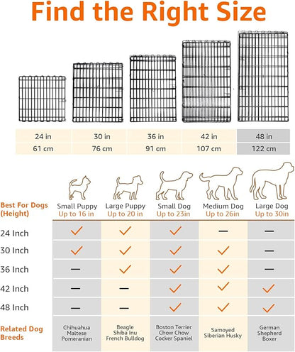 Amazon Basics Foldable Octagonal Metal Exercise Dog Playpen, Indoor/Outdoor, No Door, 8 Panels, 24 x 48 Inches, Rust-Resistant, X-Large, Black