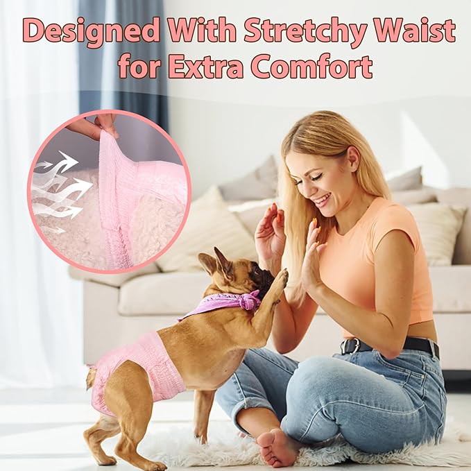 Ambreview Disposable Dog Diapers Female, Just Pull It Up, Doggie Diapers for Female Dogs, Strong Absorbency | Leak Proof, for Dogs in Heat | Elderly | Disabled, L 10 PCS