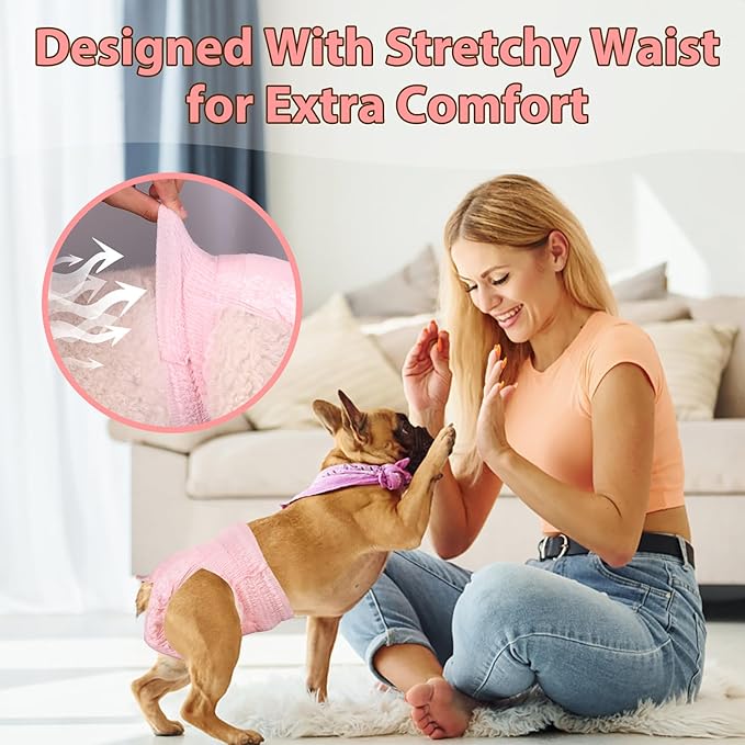 Ambreview Disposable Dog Diapers Female, Just Pull It Up, Doggie Diapers for Female Dogs, Strong Absorbency | Leak Proof, for Dogs in Heat | Elderly | Disabled, XL 10 PCS