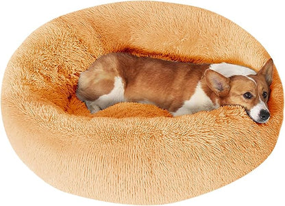 JOLLYVOGUE Dog Beds Large Sized Dog, 36 inches Calming Soft Anti-Anxiety Donut Dogs Bed, Washable Round Fluffy Cushion for Large Pets, Fits up to 80 lbs Pets