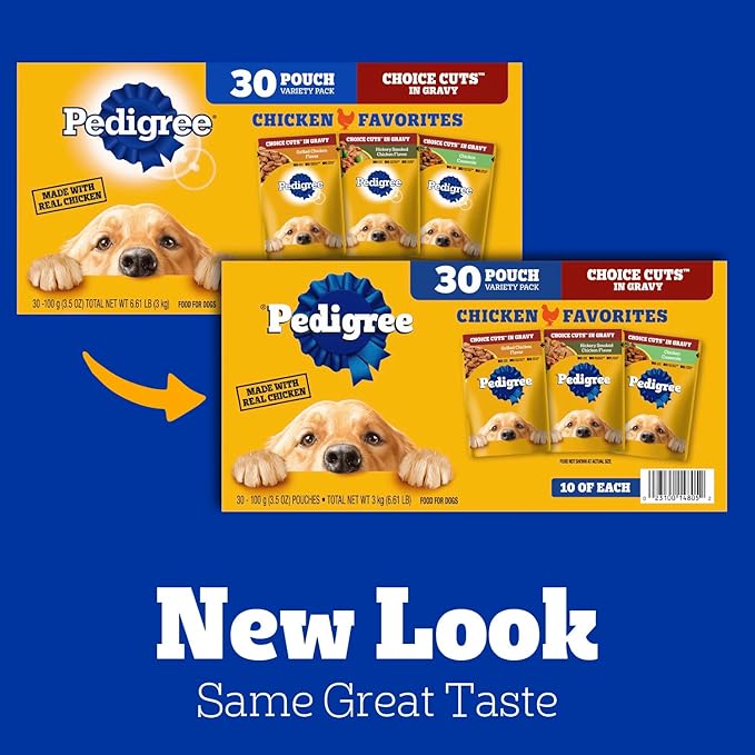 Pedigree Choice Cuts in Gravy Wet Dog Food, Adult Soft Wet Dog Food, Variety Pack, 3.5 oz. Pouches, 30 Count