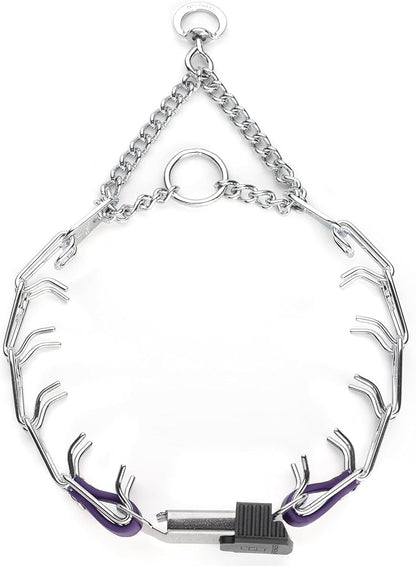 Herm Sprenger Chrome Plated Steel Dog Collar with Quick Release ClicLock Buckle and Biothane Insert Training Collar for Dogs Made in Germany (Violet Purple, 16in x 2.25mm(Neck Size up to 13-14in))