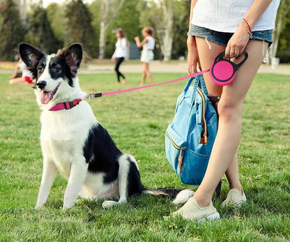 Taglory Retractable Dog Leash, 16ft No Tangle Leash Retractable for Medium and Large Dogs Up to 100 lbs, One-Handed Brake, Pause, Lock, Pink