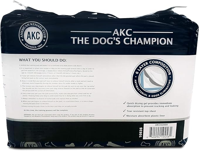 American Kennel Club Scented Puppy Training Pads with Ultra Absorbent Quick Dry Gel – 28 x 30 Pee Pads for Dogs - Fresh Scented - 50 Count, XL (Pack of 2)