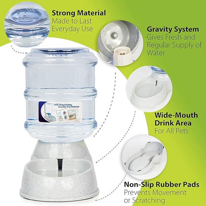 ZONETECH Pet Feeder Dispenser 2 Pack- Premium Quality Durable Self-Dispensing Gravity 1 Gallon Pet Food Bowl- Automatic Self Feeding for Cats and Dogs