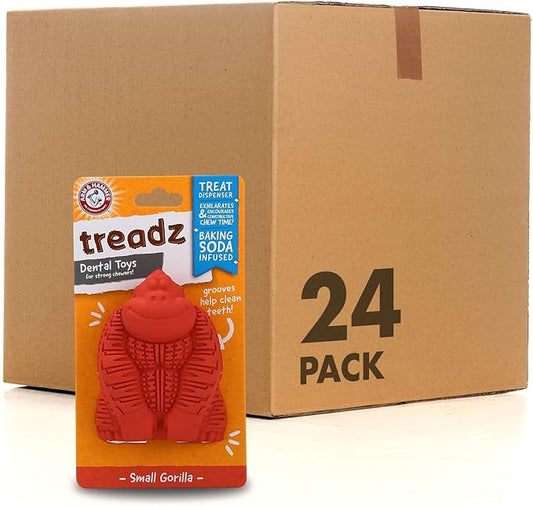 Arm & Hammer for Pets Super Treadz Mini Gorilla Dental Chew Toy for Dogs - Dog Dental Chew Toys Reduce Plaque & Tartar Buildup Without Brushing - for Dogs up to 25 Lbs (Pack of 24)