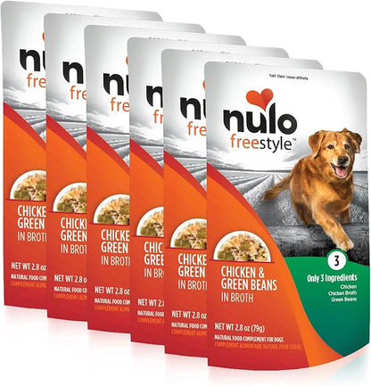 Nulo Freestyle Chicken & Green Beans in Broth Real Meat Dog Food Topper, 2.8 Ounce (Pack of 6)